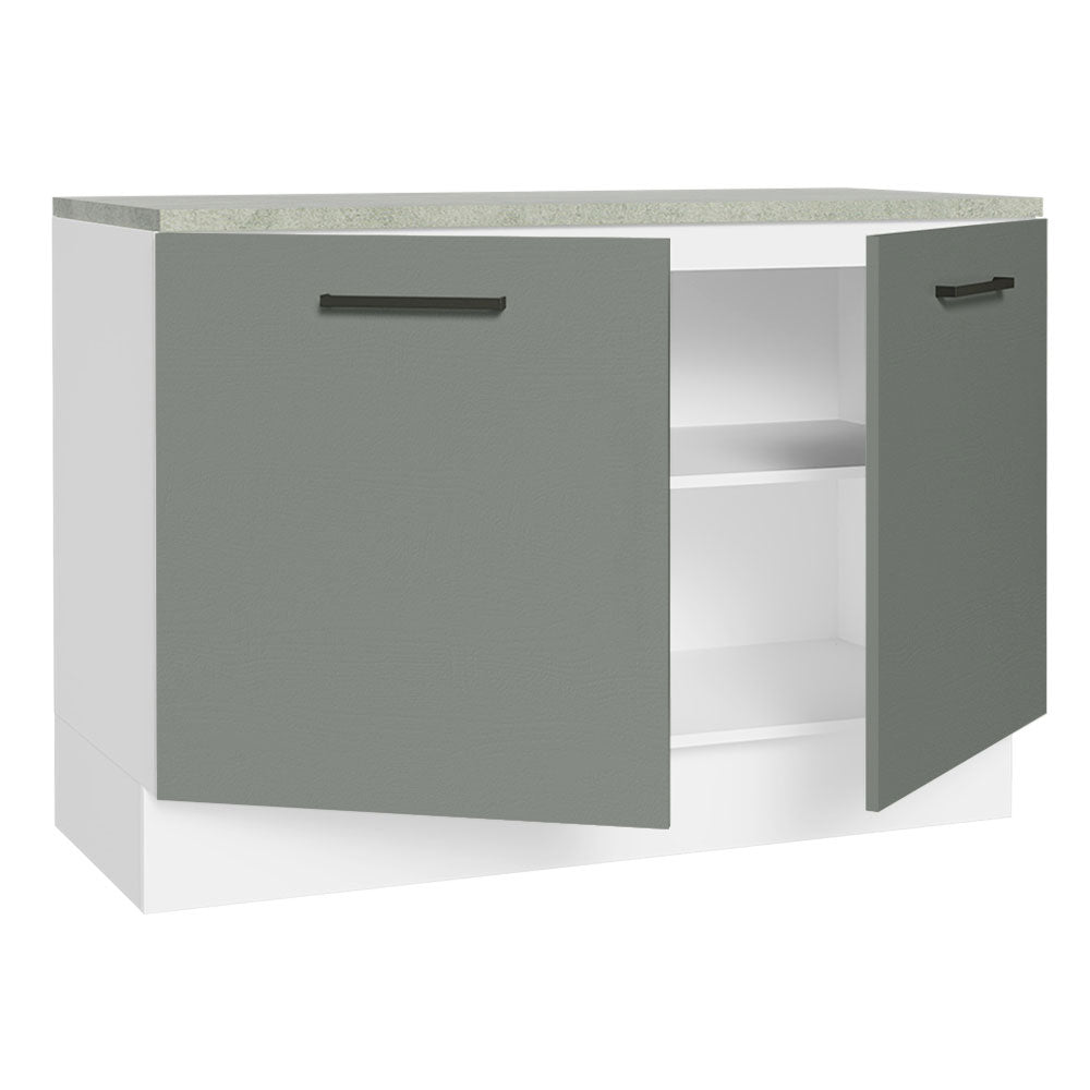 Gabinete Bajo para Fregadero 120 cm 2 Puertas (Con Encimera) Agata Blanco/Gris
