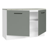 Gabinete Bajo para Fregadero 120 cm 2 Puertas (Con Encimera) Agata Blanco/Gris