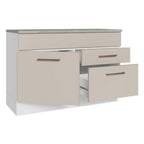Mueble de Cocina para Fregadero 120 cm 1 Puerta y 2 Cajones (Con Tablero) Blanco/Crema Agata Madesa