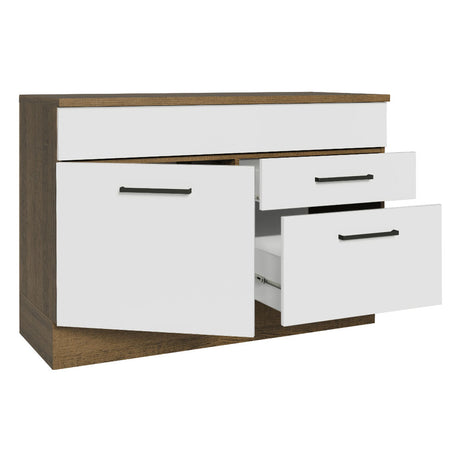 Mueble de Cocina para Fregadero 120 cm 1 Puerta y 2 Cajones (Con Tablero) Marrón/Blanco Agata Madesa