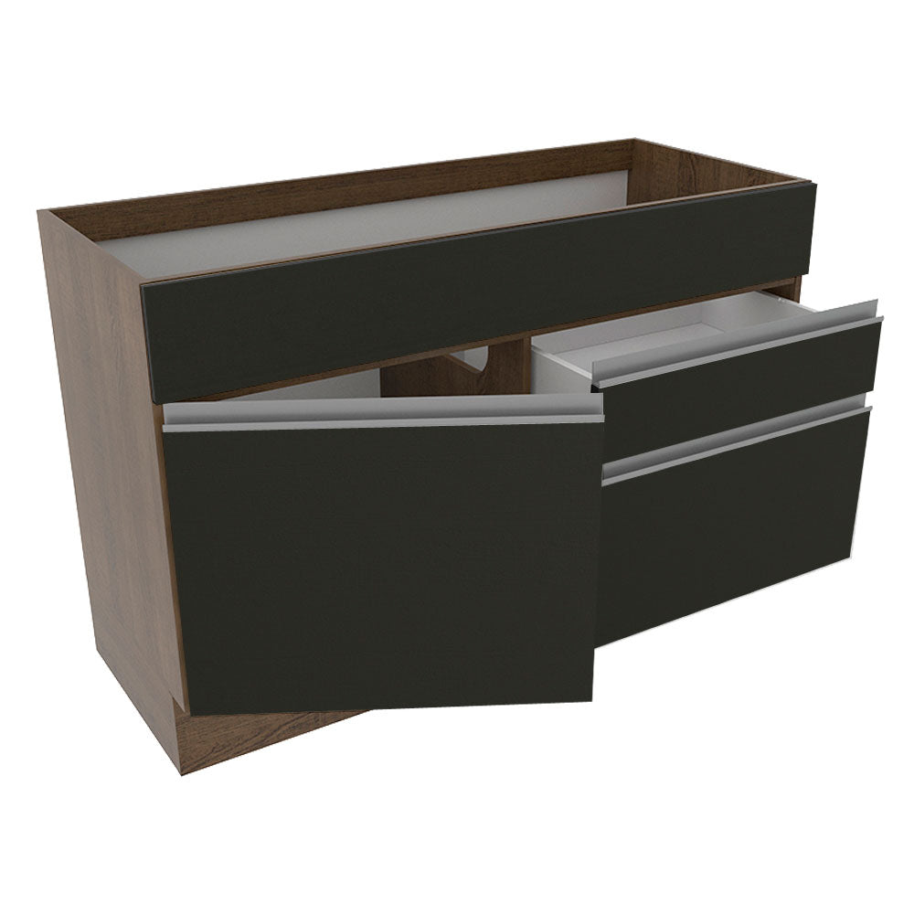 Gabinete Bajo para Fregadero 120 cm 1 Puerta 2 Cajones Sin Encimera Marrón/Negro Glamy Madesa