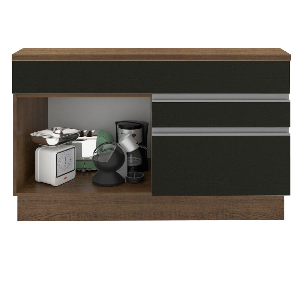 Gabinete Bajo para Fregadero 120 cm 1 Puerta 2 Cajones Marrón/Negro Glamy Madesa