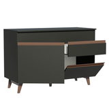 Mueble de Cocina para Fregadero 2 Puertas y 1 Cajón Negro Reims