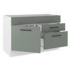 Gabinete Bajo para Fregadero 120 cm 1 Puerta 2 Cajones Sin Encimera Blanco/Gris Agata Madesa