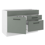 Gabinete Bajo para Fregadero 120 cm 1 Puerta 2 Cajones (Sin Encimera) Agata Blanco/Gris