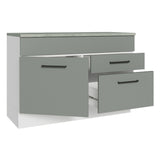 Gabinete Bajo para Fregadero 120 cm 1 Puerta 2 Cajones (Con Encimera) Agata Blanco/Gris