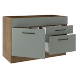 Gabinete Bajo para Fregadero 120 cm 1 Puerta y 2 Cajones (Sin Encimera ni Fregadero) Agata Marrón/Gris