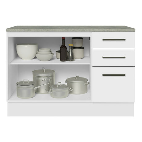 Mueble de Cocina Para Fregadero 120 cm 2 Puertas y 3 Cajones (Con Tablero) Blanco Agata Madesa