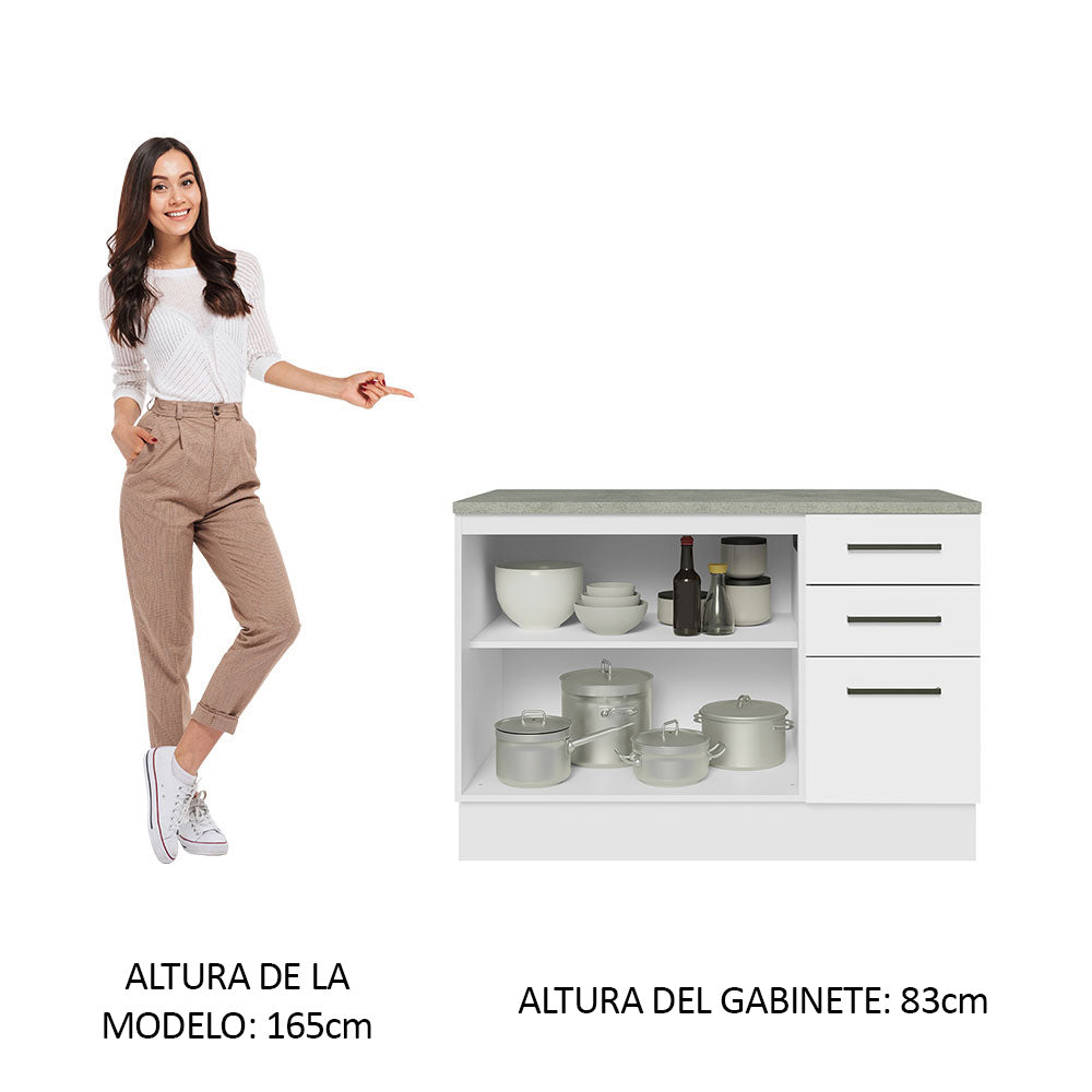 Mueble de Cocina Para Fregadero 120 cm 2 Puertas y 3 Cajones (Con Tablero) Blanco Agata Madesa
