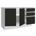Gabinete Bajo para Fregadero 120 cm 2 Puertas 3 Cajones Sin Encimera Blanco/Negro Glamy Madesa