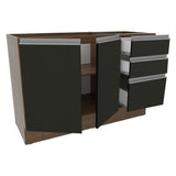 Gabinete Bajo para Fregadero 120 cm 2 Puertas 3 Cajones (Sin Encimera) Glamy Marrón/Negro