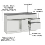 Gabinete Bajo con Tarja 150cm 2 Puertas 2 Cajones Blanco Glamy