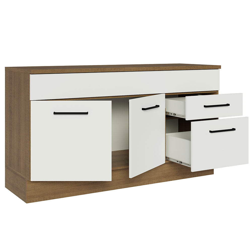 Gabinete Bajo 150cm 2 Cajones Marrón/Blanco Agata (Con Encimera)