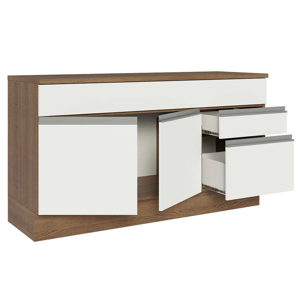 Gabinete Bajo 150 cm 2 Puertas 2 Cajones Marrón/Blanco Glamy Madesa