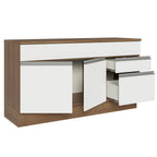 Gabinete Bajo 150 cm 2 Puertas 2 Cajones Marrón/Blanco Glamy Madesa