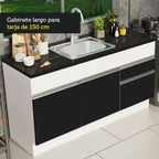Gabinete Bajo para Fregadero 150 cm 2 Puertas 2 Cajones Sin Encimera Blanco/Negro Glamy Madesa