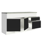 Gabinete Bajo para Fregadero 150 cm 2 Puertas 2 Cajones Blanco/Negro Glamy Madesa