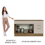 Mueble de Cocina para Fregadero 150 cm 2 Cajones y 2 Puertas (Con Encimera) Marrón/Crema Agata
