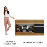 Gabinete Bajo para Fregadero 150cm 2 Puertas y 2 Cajones (Sin Encimera Ni Fregadero) Glamy Marrón/Negro