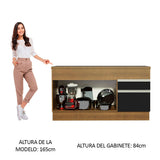 Gabinete Bajo para Fregadero 150 cm 2 Puertas y 2 Cajones (Con Encimera) Glamy Marrón/Negro