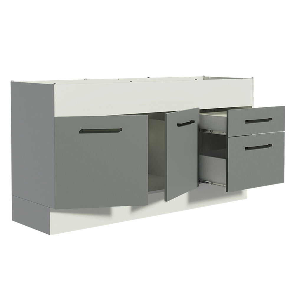 Gabinete Bajo para Fregadero 150 cm 2 Puertas 2 Cajones Sin Encimera Blanco/Gris Agata Madesa