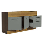 Gabinete Bajo para Fregadero 150 cm 2 Puertas 2 Cajones Sin Encimera Marrón/Gris Agata Madesa