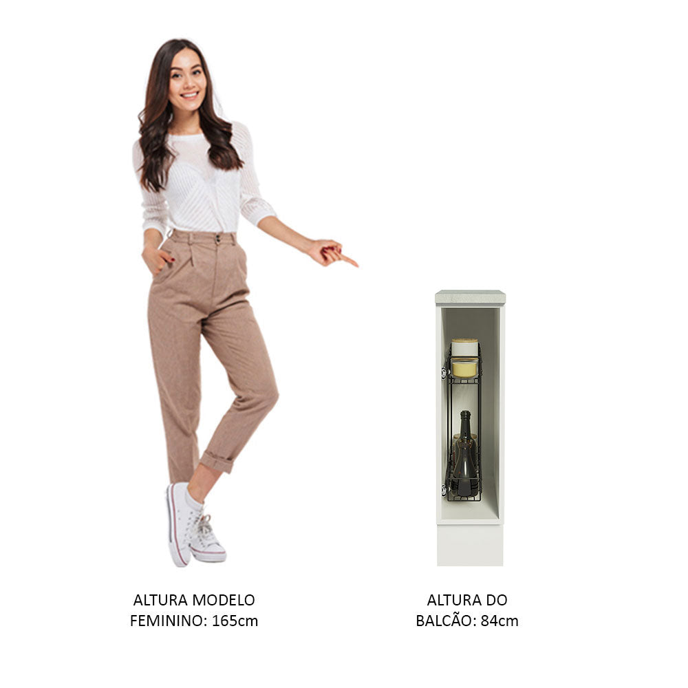 Gabinete Especiero para Cocina 20cm Blanco (Con Encimera) Glamy y Agata