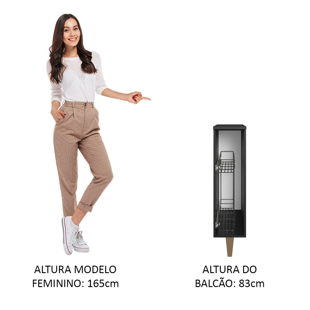 Especiero de Cocina 20 cm Negro Reims Madesa