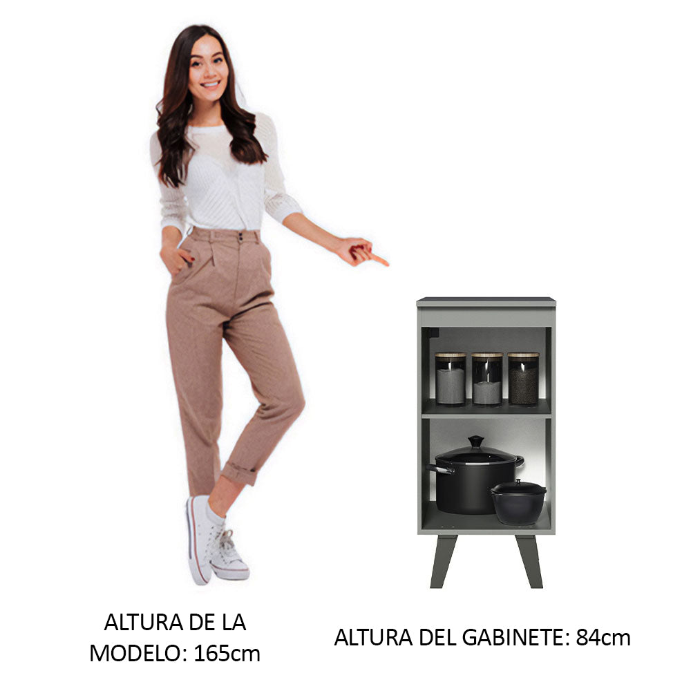 Gabinete Bajo 40 cm 1 Puerta Con Patas Gris Nice Madesa