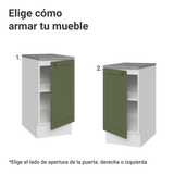 Gabinete Bajo de Cocina 40 cm 1 Puerta Blanco/Verde Vik Madesa