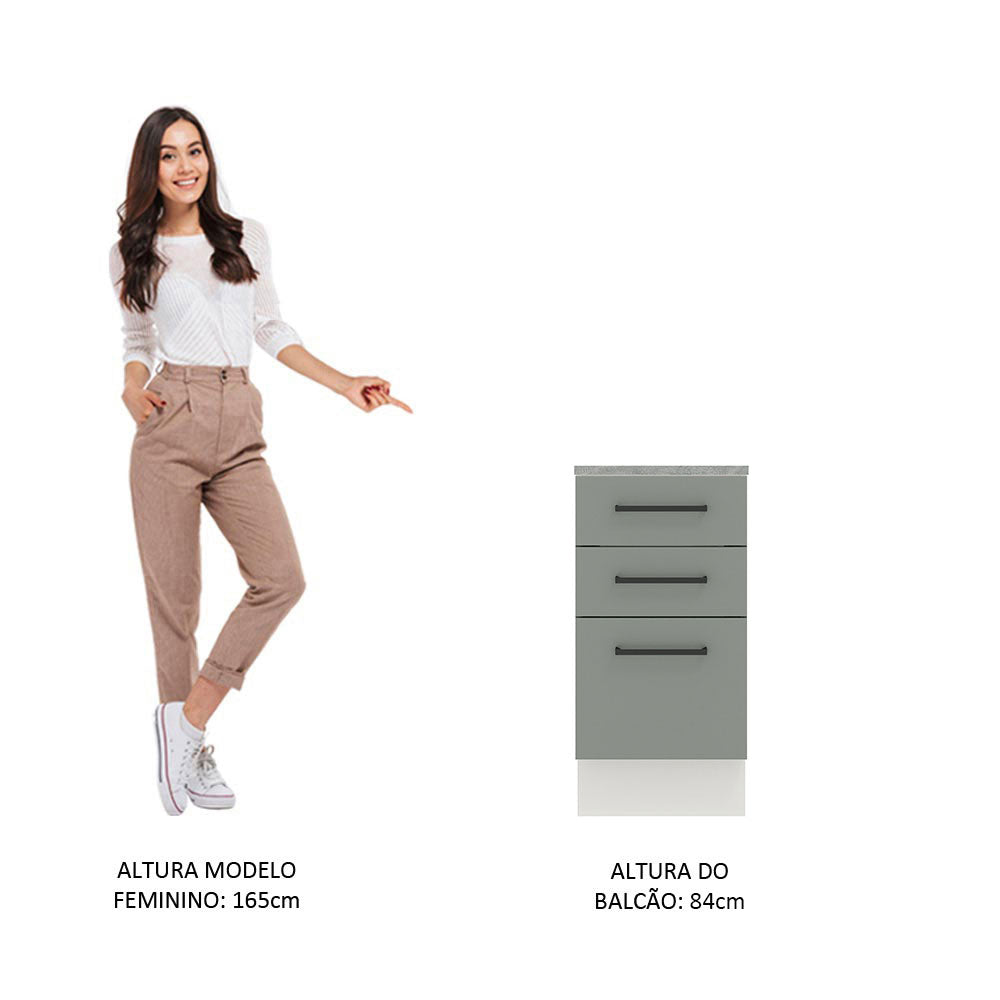 Gabinete Bajo 40 cm 3 Cajones Blanco/Gris Agata Madesa