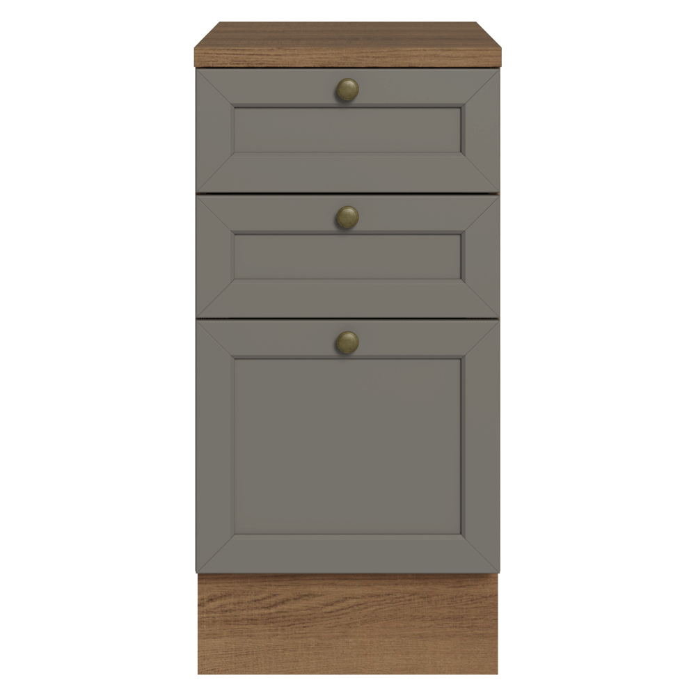 Gabinete Bajo de Cocina 40 cm 3 Cajones Marrón/Gris Vik Madesa