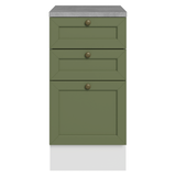 Gabinete Bajo de Cocina 40 cm 3 Cajones Blanco/Verde Vik Madesa