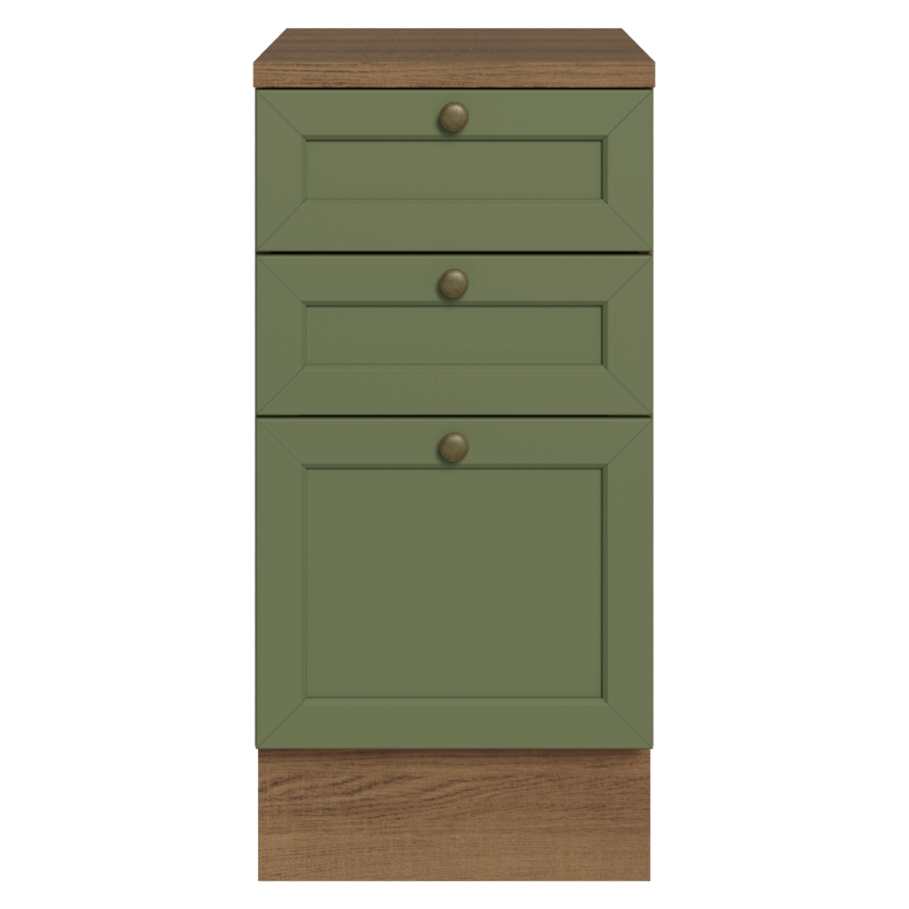 Gabinete Bajo de Cocina 40 cm 3 Cajones Marrón/Verde Vik Madesa