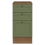 Gabinete Bajo de Cocina 40 cm 3 Cajones Marrón/Verde Vik Madesa