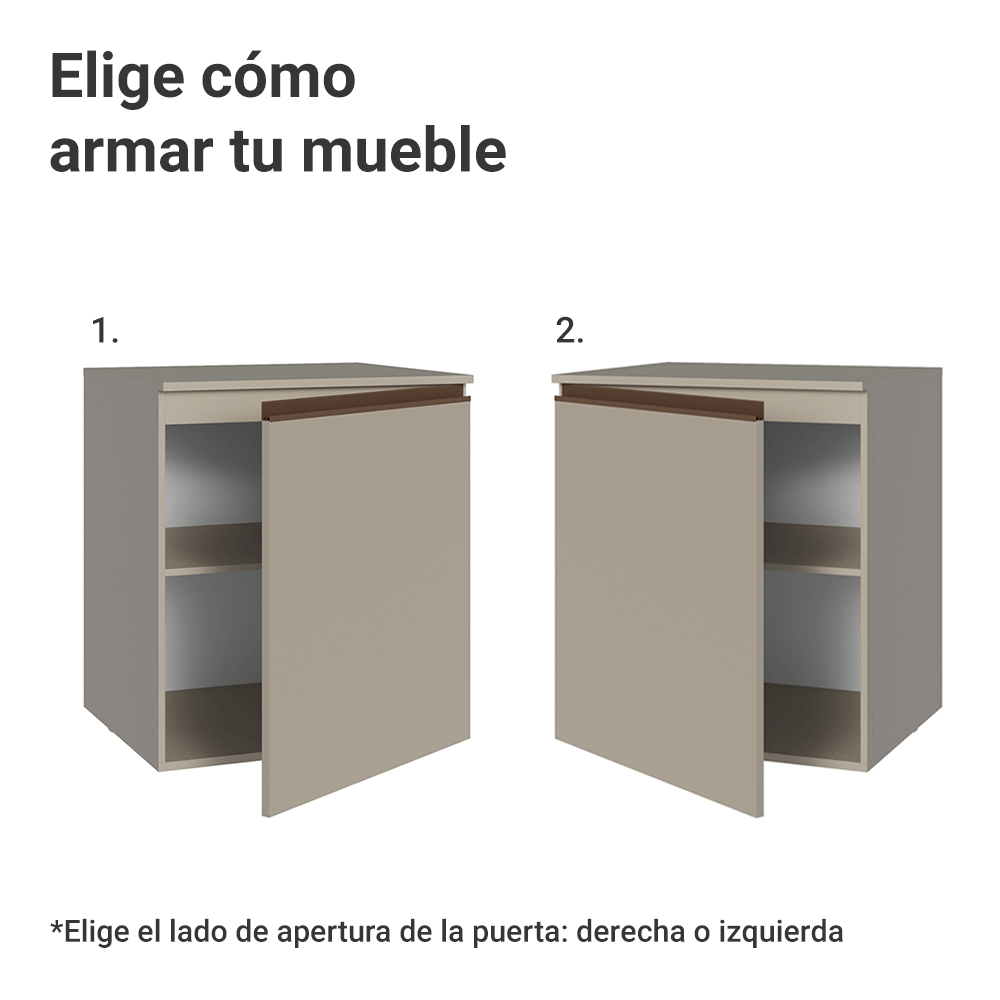 Gabinete Bajo 60 cm 1 Puerta Sin Patas Nice Crema