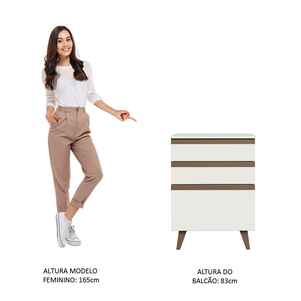 Gabinete Bajo 60 cm 3 Cajones Blanco Reims Madesa