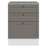 Gabinete Bajo de Cocina 60 cm 3 Cajones Blanco/Gris Vik Madesa