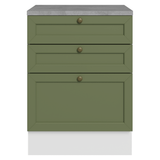 Gabinete Bajo de Cocina 60 cm 3 Cajones Blanco/Verde Vik Madesa