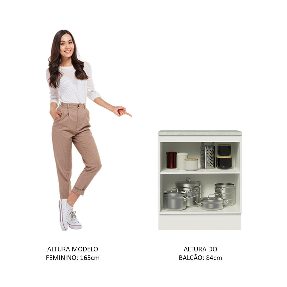 Gabinete Bajo 70 cm 2 Puertas Agata Blanco/Gris
