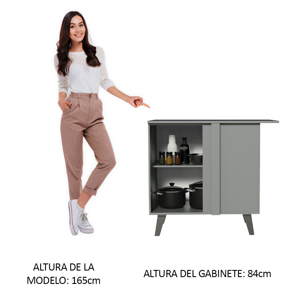 Gabinete Bajo 93 cm Sin cajones 1 Puerta Nice Gris