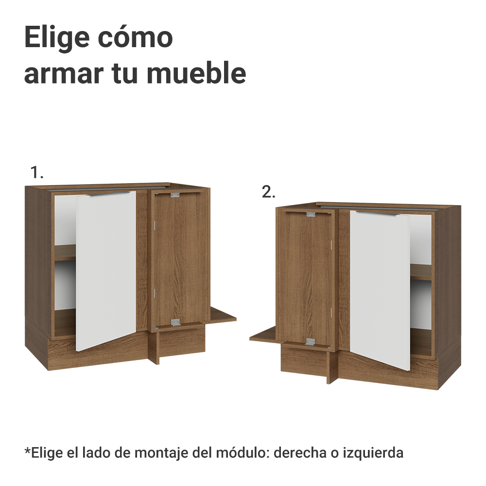 Gabinete Bajo Esquinero 94 cm 1 Puerta Sin Encimera Marrón/Blanco Stella Madesa