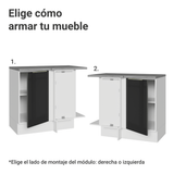 Gabinete Bajo de Esquina 1 Puerta Blanco/Negro Lux Madesa