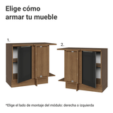 Gabinete Bajo de Esquina 1 Puerta Marrón/Negro Lux Madesa