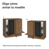 Mueble Esquinero 1 Puerta (Sin Encimera) Marrón/Negro Lux Madesa
