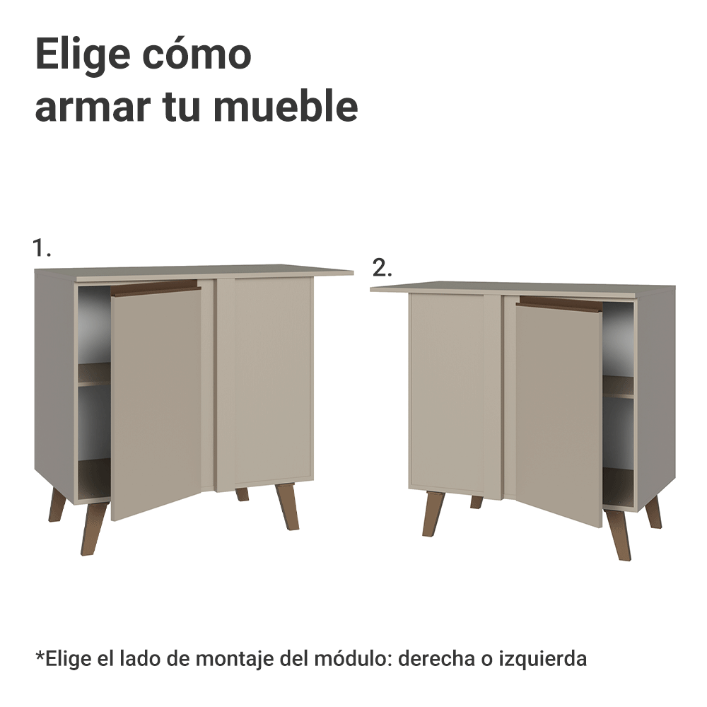 Gabinete Bajo de Esquina 1 Puerta Con Patas Nice Crema