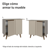 Gabinete Bajo de Esquina 1 Puerta Con Patas Nice Crema