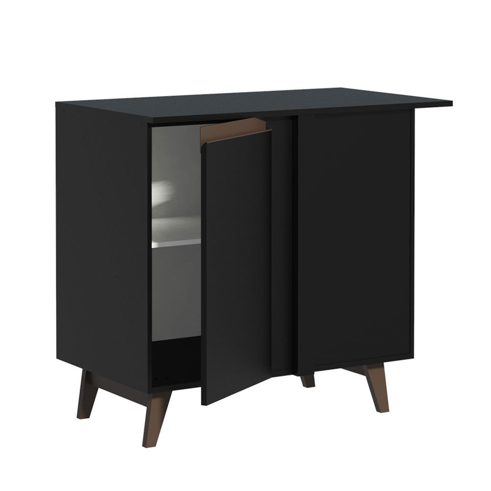 Gabinete Bajo Esquinero 90 cm 1 Puerta Negro Reims Madesa