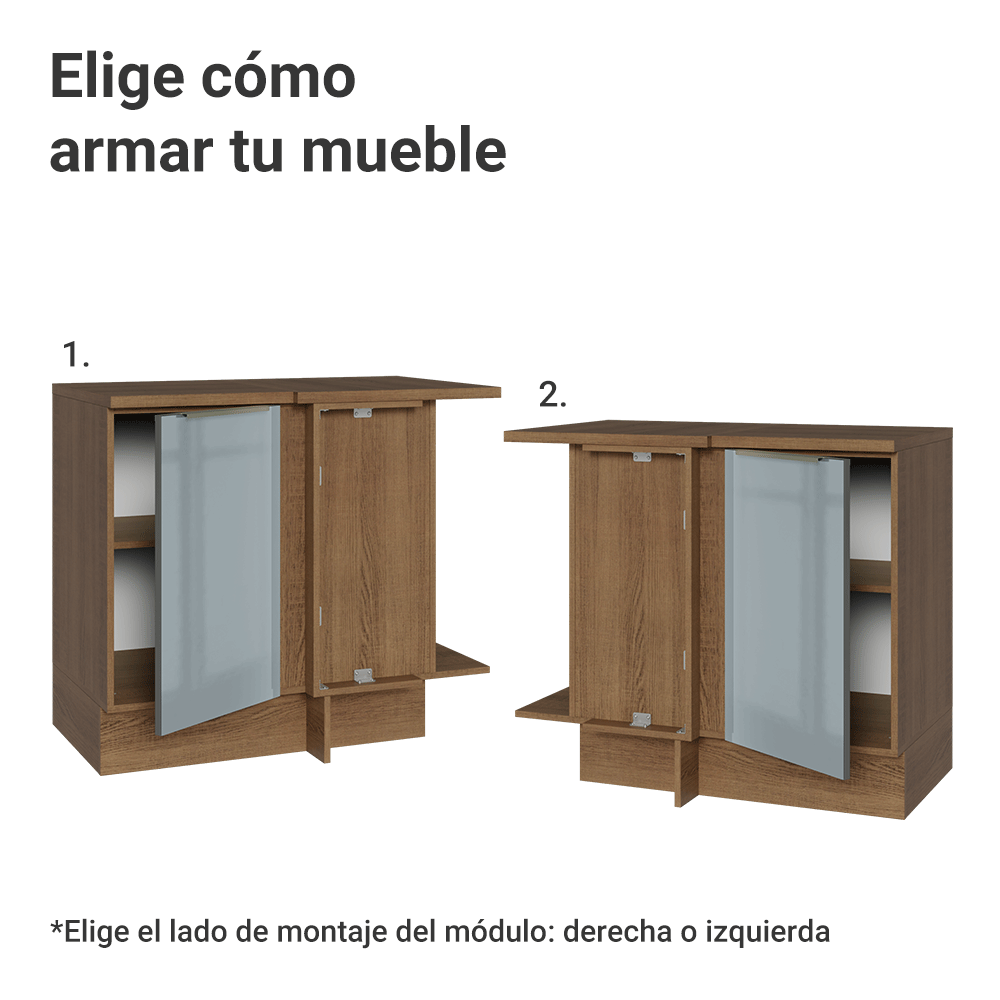 Gabinete Bajo de Esquina 1 Puerta Marrón/Gris Lux Madesa