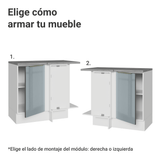 Gabinete Bajo de Esquina 1 Puerta Blanco/Gris Lux Madesa